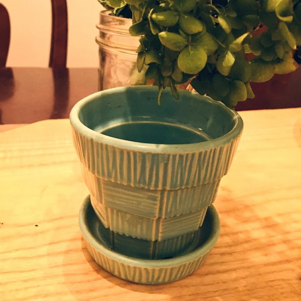 McCoy Pottery Basket Weave Flower Pot